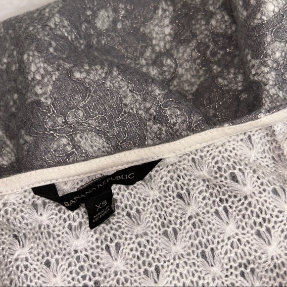 Banana Republic Silver Eyelet Shimmer Long Sleeve - Picture 5 of 9